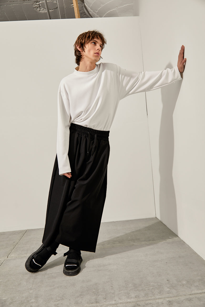 Pintuck Cropped Wide Pants