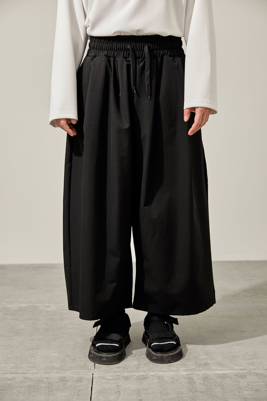 Pintuck Cropped Wide Pants