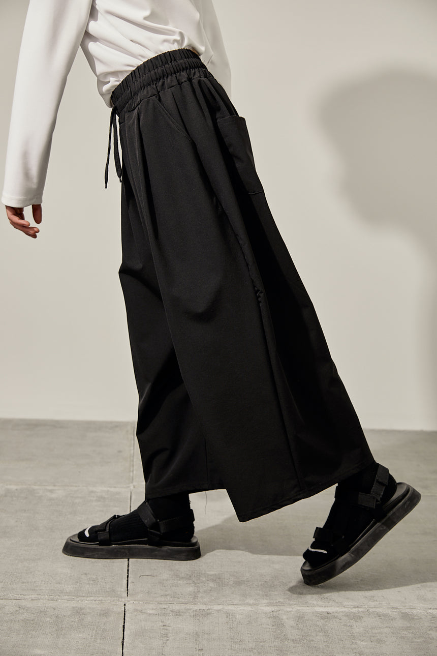 Pintuck Cropped Wide Pants