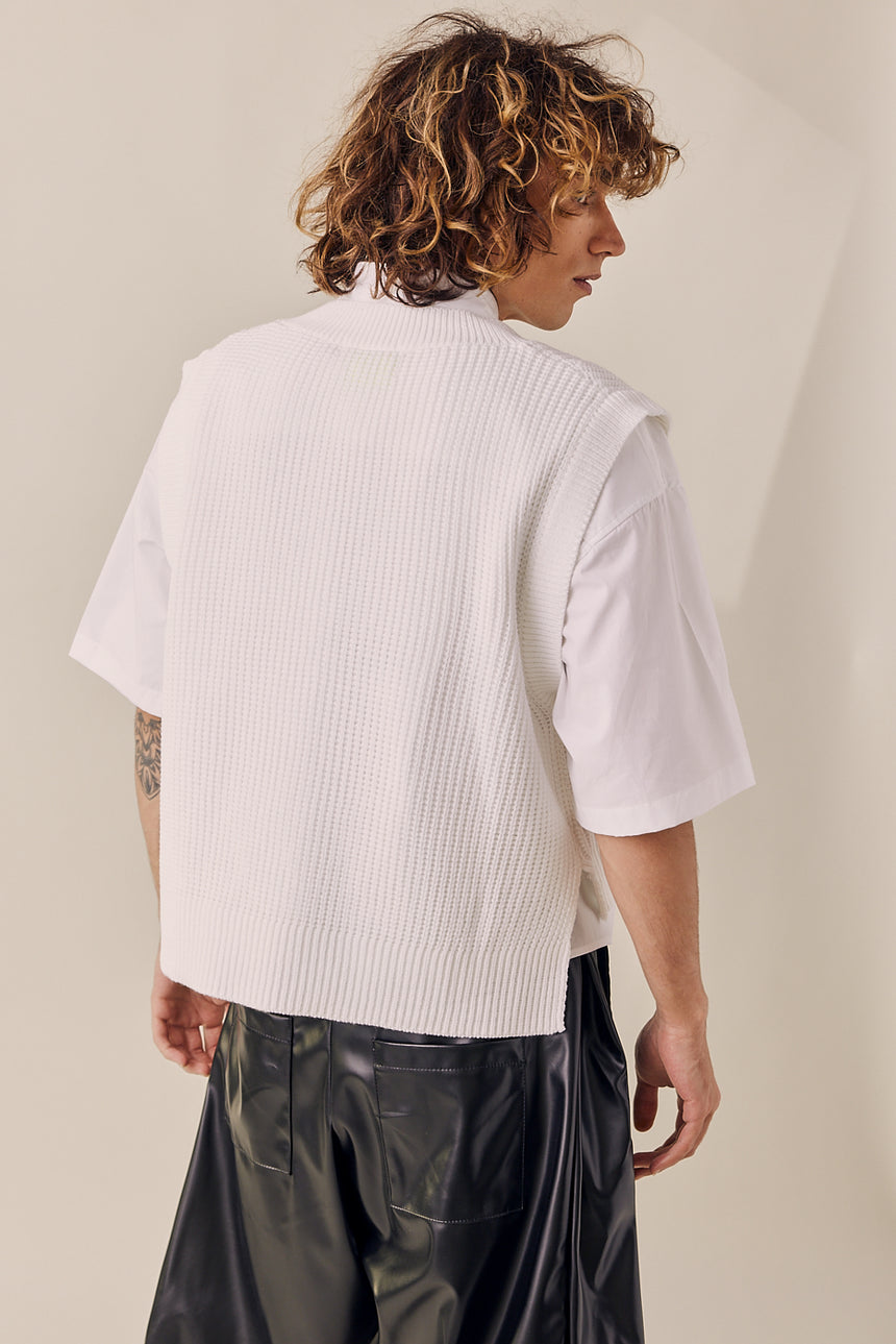 V-neck High Low Cropped Knit Vest
