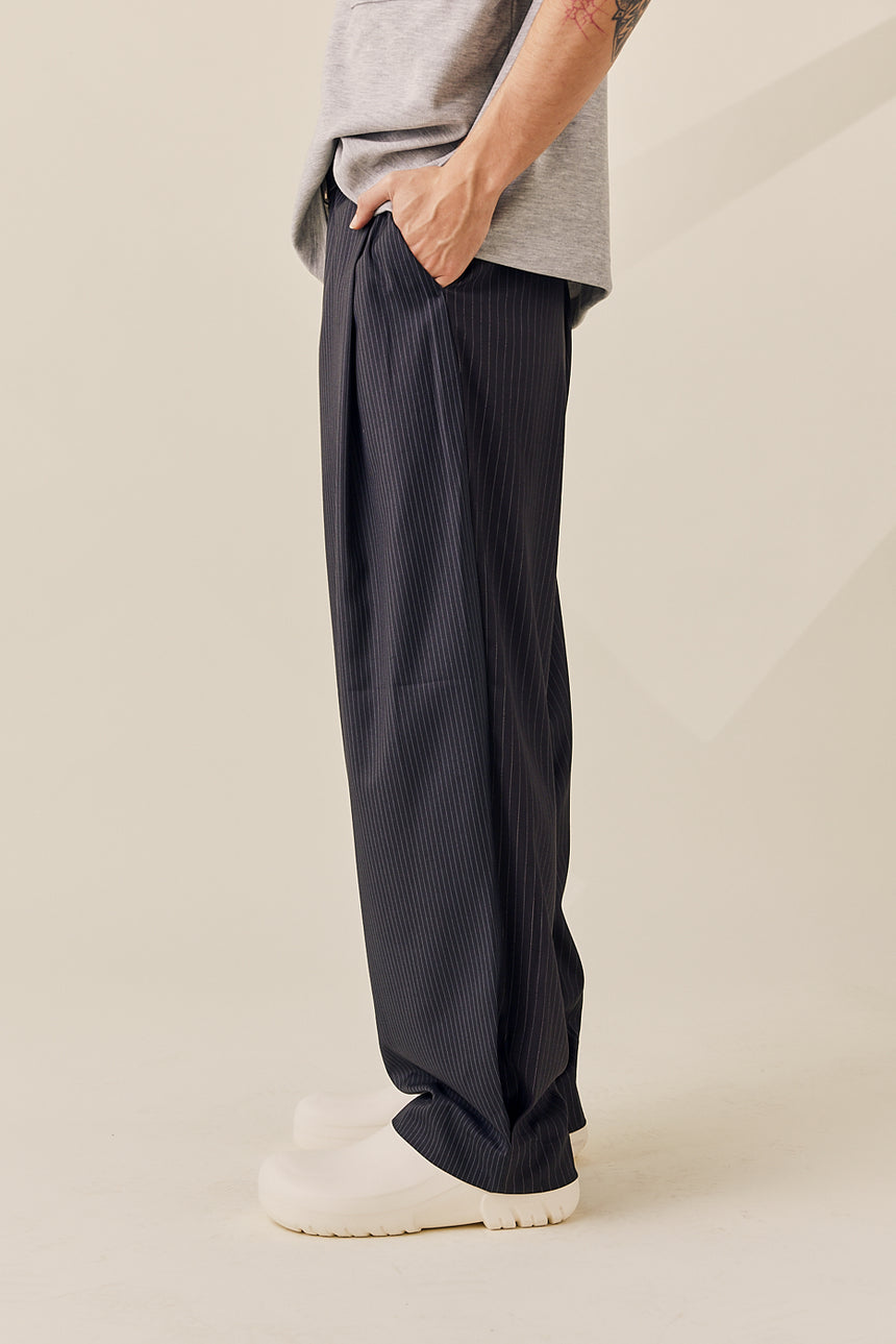 Mix Stripe Double Pleated Fisher Ankle Trouser