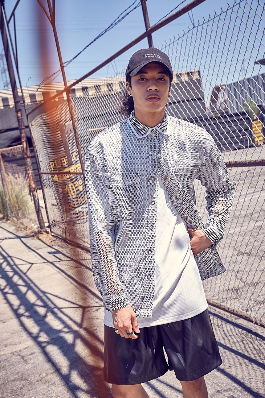 Heavy Mesh Button Up Shirts