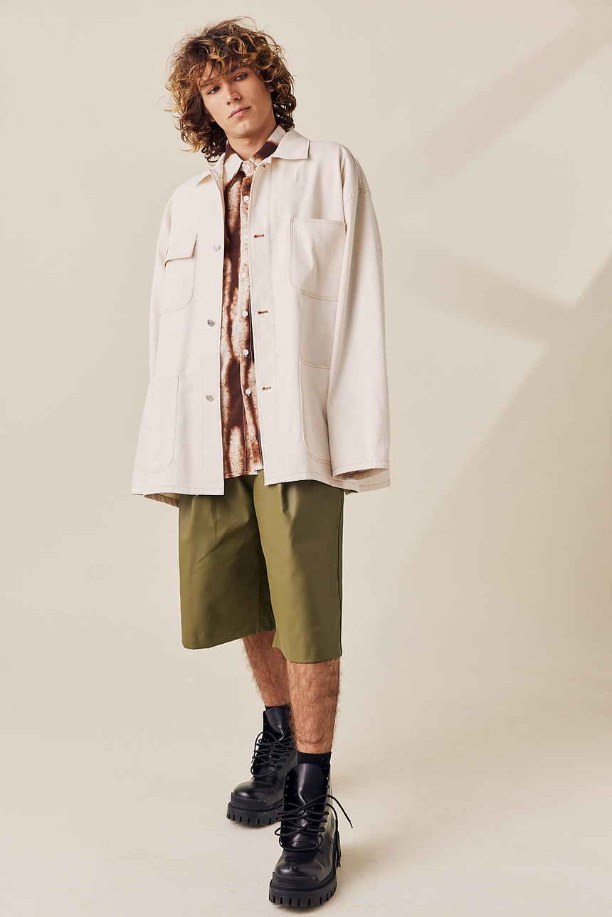 Double Pocket Oversized Denim Work Jacket