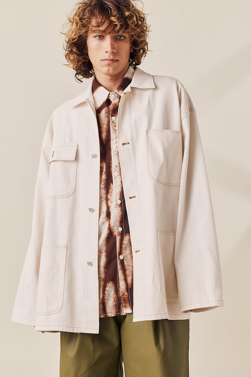 Double Pocket Oversized Denim Work Jacket