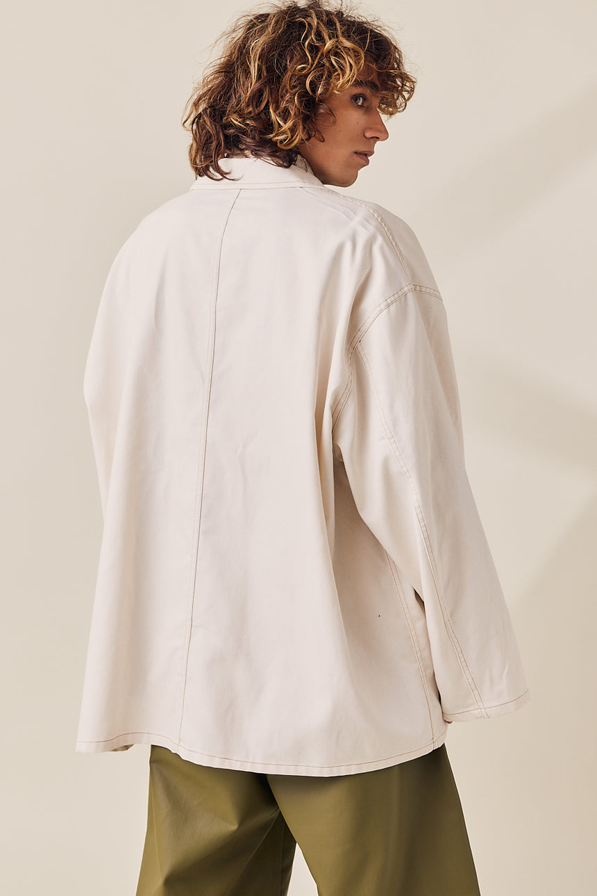 Double Pocket Oversized Denim Work Jacket