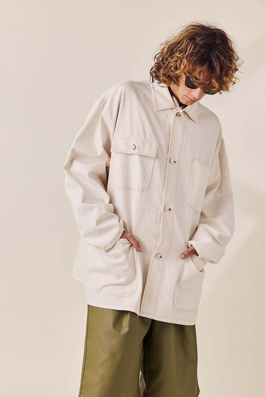 Double Pocket Oversized Denim Work Jacket