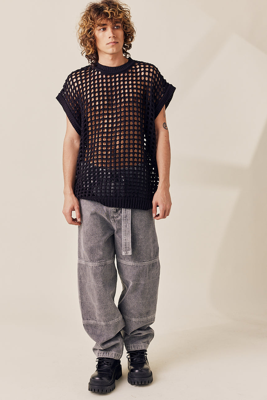 Fishnet Relaxed Fit Knit Vest