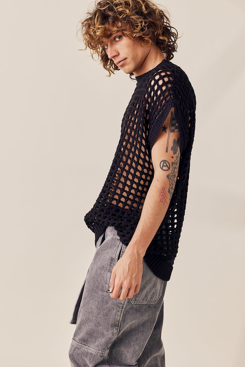 Fishnet Relaxed Fit Knit Vest