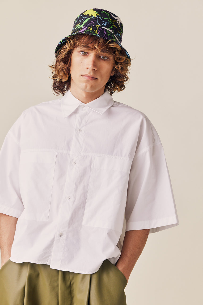 Slim Pocket Collared Crop Shirt