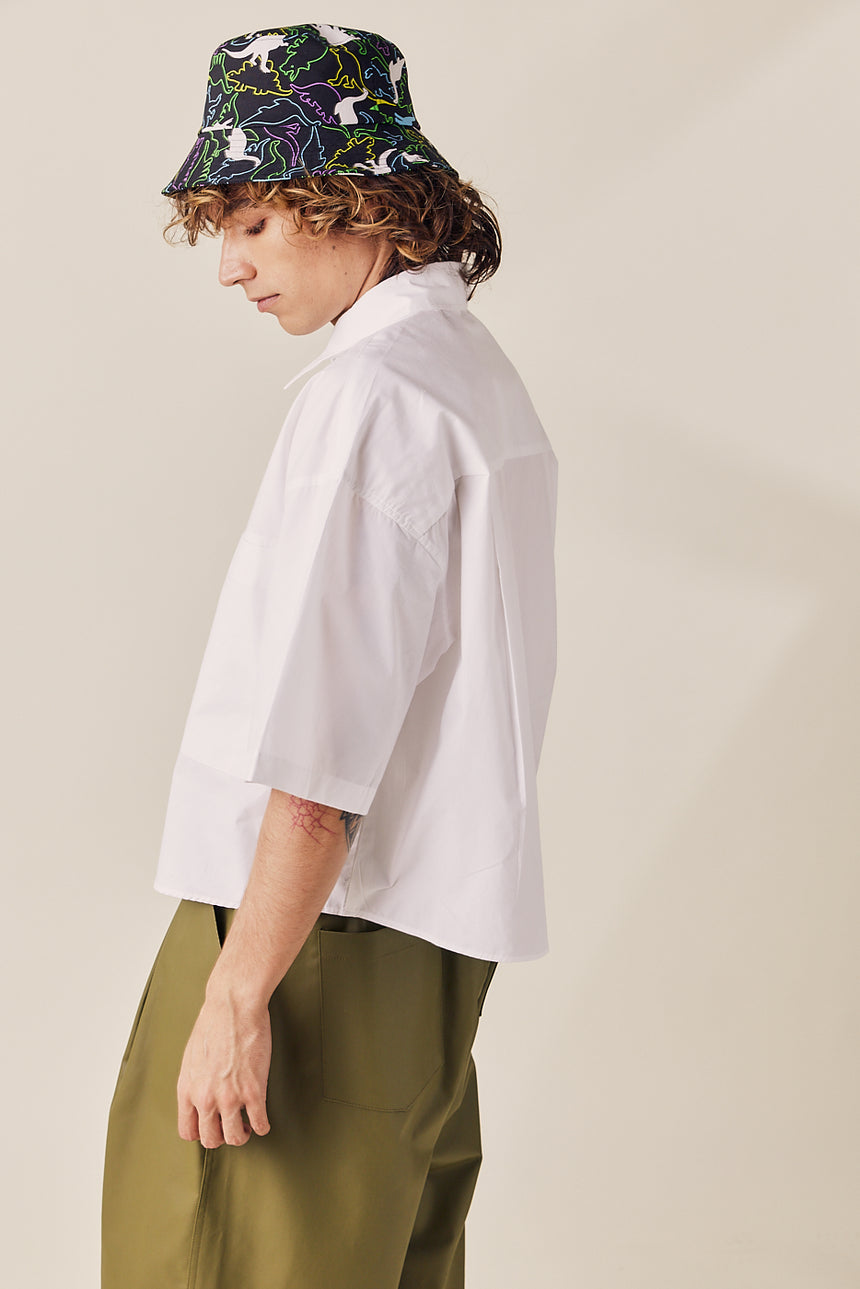 Slim Pocket Collared Crop Shirt