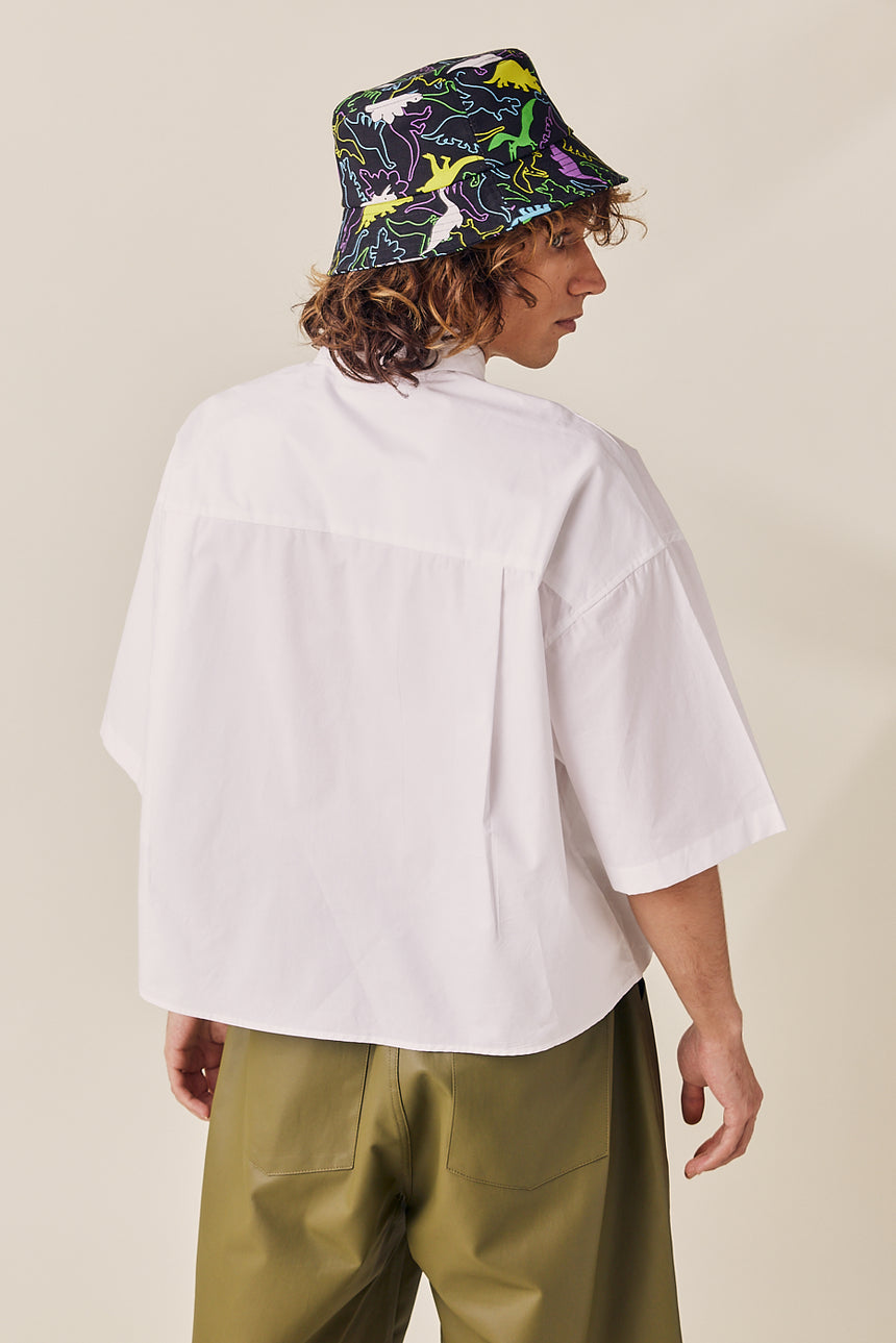 Slim Pocket Collared Crop Shirt