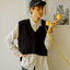 V-neck High Low Cropped Knit Vest