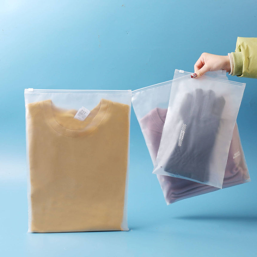 50pcs, 6 sizes Frosted Transparent clothing zipper poly bag