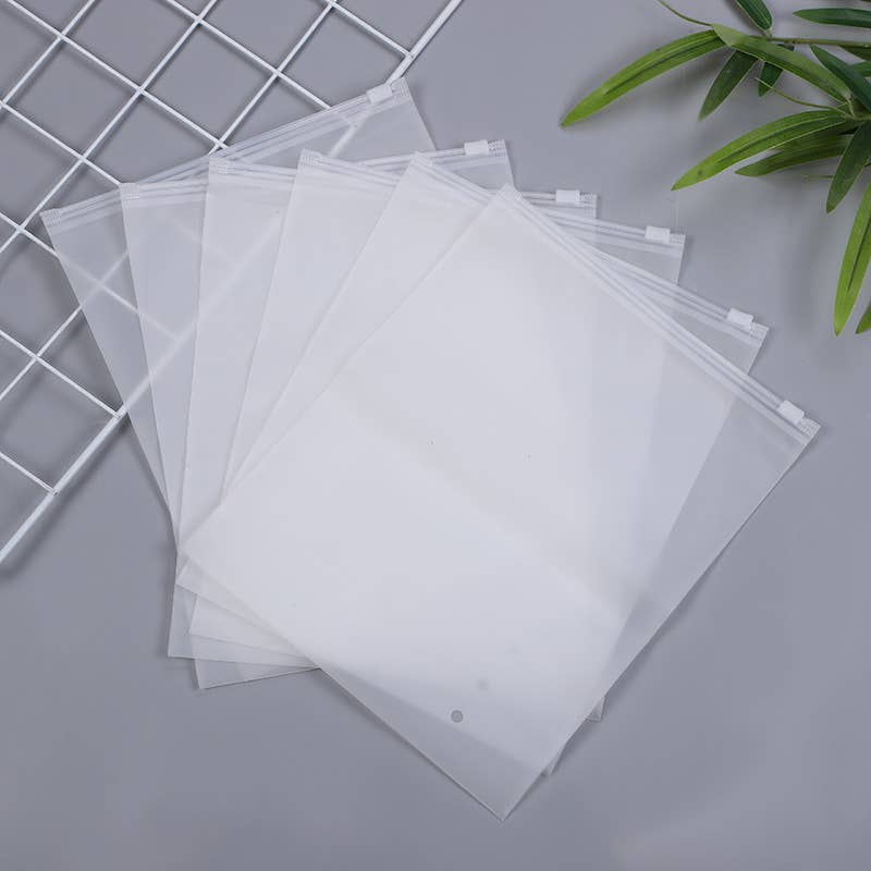50pcs, 6 sizes Frosted Transparent clothing zipper poly bag