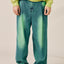 Pigment Washed Wide Pintuck Denim Pants