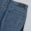 Leather Wave Panel Wide Denim Pants