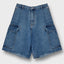 Washed Denim Cargo Shorts