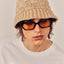 Checker Mesh Knit Bucket Hat