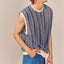 Stripy Contrasted Edge Mesh Vest