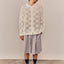 Checkered Knit Mesh Button Up Cardigan