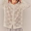 Checkered Knit Mesh Button Up Cardigan