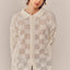 Checkered Knit Mesh Button Up Cardigan