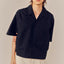 Lapel Collar Relaxed Fit Crop Shirt