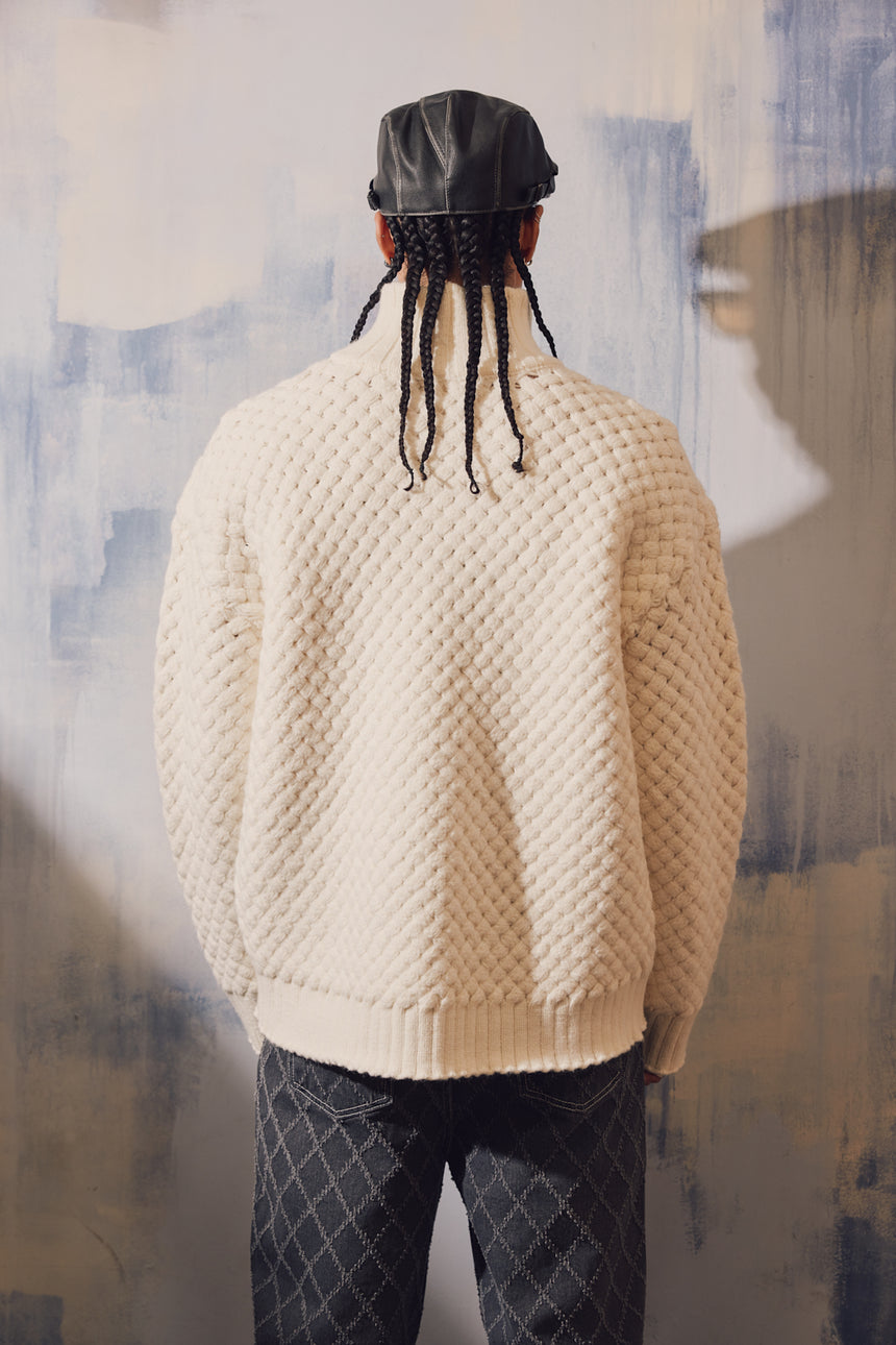 Handmade Weaving Knit Zip-Up Jacket