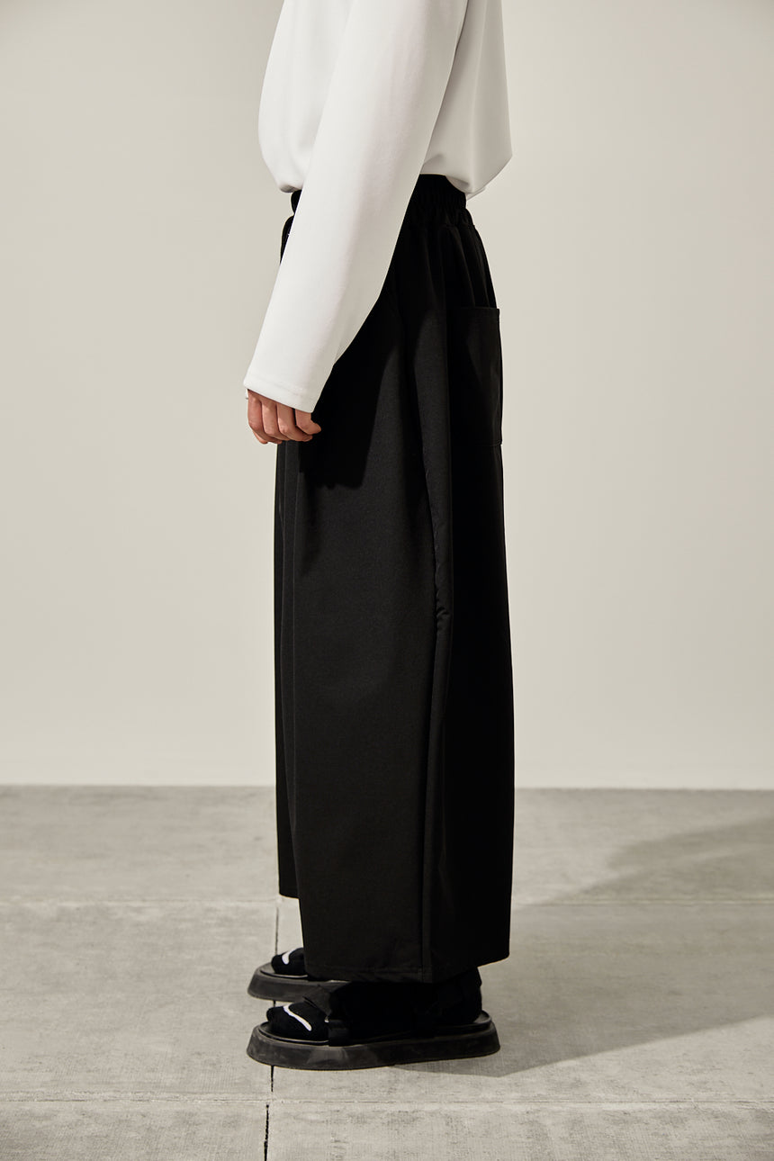 Pintuck Cropped Wide Pants