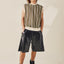Stripy Contrasted Edge Mesh Vest