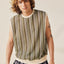 Stripy Contrasted Edge Mesh Vest