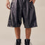 Snap Button Side Artificial Leather Shorts