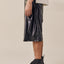 Snap Button Side Artificial Leather Shorts