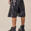 Snap Button Side Artificial Leather Shorts