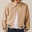 Piping Contrast Collared Varsity Jacket