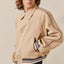 Piping Contrast Collared Varsity Jacket