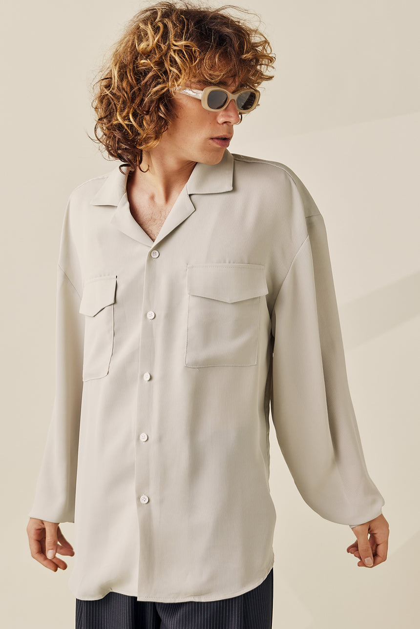 Two Pocket Front Lapel Collar Shirt