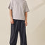 Mix Stripe Double Pleated Fisher Ankle Trouser