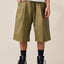 Coated Cotton Wide Bermuda Shorts