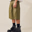 Coated Cotton Wide Bermuda Shorts