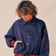 Piping Contrast Collared Varsity Jacket