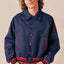 Piping Contrast Collared Varsity Jacket