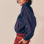 Piping Contrast Collared Varsity Jacket