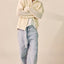 Pre-Wash Belted Denim Wide Pants