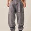 Pre-Wash Belted Denim Wide Pants