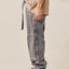 Pre-Wash Belted Denim Wide Pants