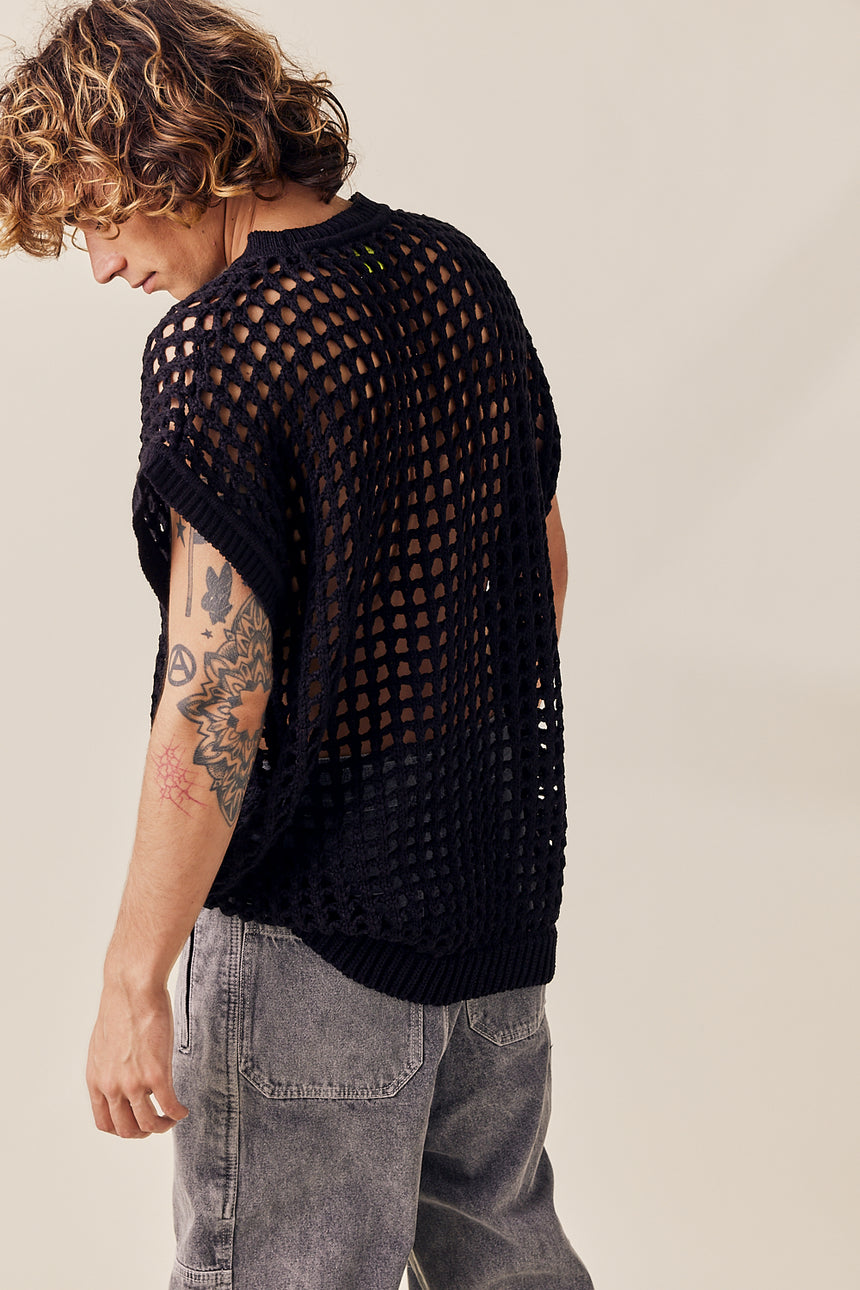 Fishnet Relaxed Fit Knit Vest